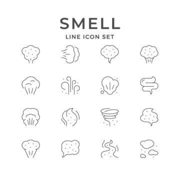 Set line icons of smell