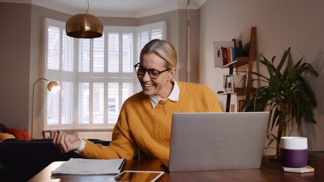 caucasian female working from home 