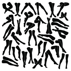 Women stocking silhouette simple minimalist vector icon. Female legs set. Silhouette attractive foot, vector illustration. Woman leg vector isolated on white background.