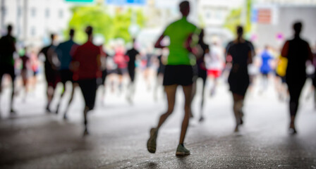 marathon runners in the city