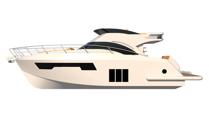 Yacht Speedboat Boat 1 - Lateral view white background 3D Rendering Ilustracion 3D	