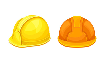 Safety helmets set. Industrial protective equipment vector illustration