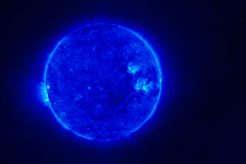 Blue hot star in space. Elements of this image furnished by NASA