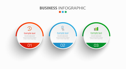 Business infographic design template with 3 options, steps or processes. Can be used for workflow layout, diagram, annual report, web design 