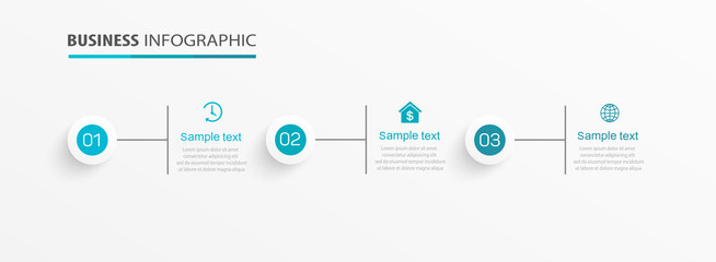 Business infographic design template with 3 options, steps or processes. Can be used for workflow layout, diagram, annual report, web design 