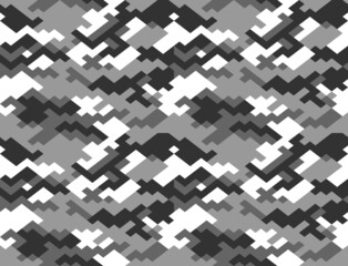 Camouflage pattern gray digital vector seamless illustration.