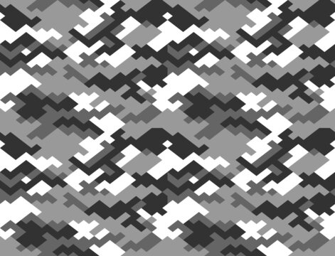 Camouflage Pattern Gray Digital Vector Seamless Illustration.