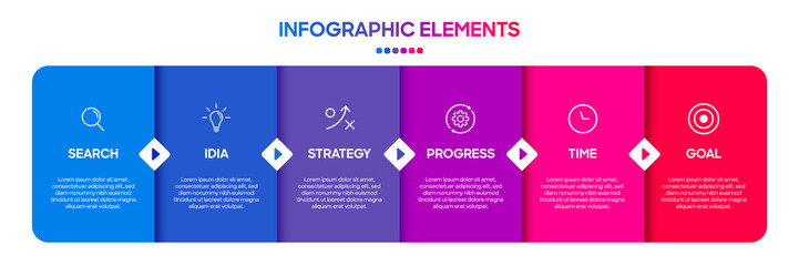 Presentation business infographic template 6 options. Business data visualization. Process chart. Abstract elements of graph, diagram with steps, options, parts or processes. concept of infographic.