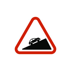 slope, road, sign, traffic, warning, danger, transport, transportation, street, car