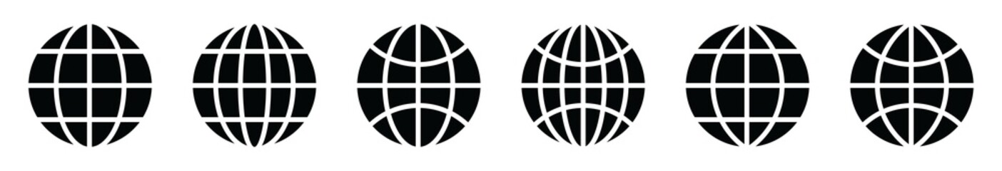 World icon set, containing Globe, Planet Earth, vector illustration