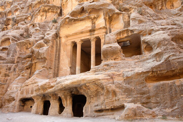 The monument with columns in Al Beidha or Little Petra, Wadi Musa, Jordan