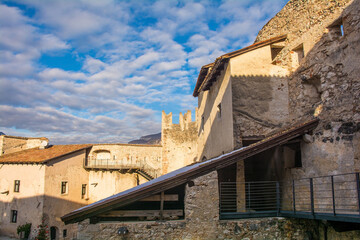 The medieval 12th century Beseno Castle in Lagarina Valley in Trentino, north east Italy. The...