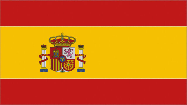 Spain Embroidery Flag. Spanish Emblem Stitched Fabric.
