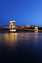 Fototapeta na wymiar Chain Bridge with Royal Castle in the back, Budapest, Hungary