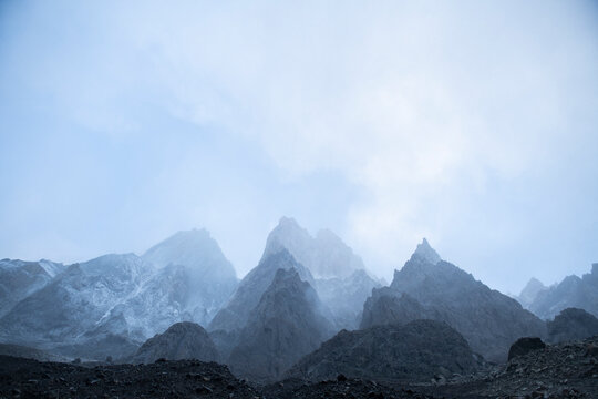 The backside of the Fitzroy massif, huge mountains and winter we