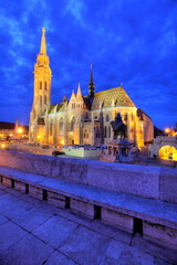 Matthias Church at dusk, Budapest, Hungary