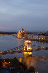 Fototapeta na wymiar Chain bridge and cityscape, Budapest, Hungary
