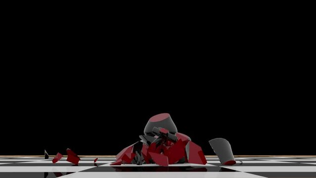 Destruction Chess King On Board With Luma Matte
