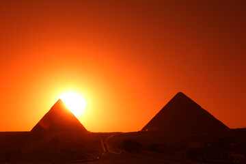 Fototapeta na wymiar Pyramids at sunset, Giza, Egypt