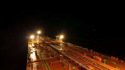 Tanker vessel deck at night time 