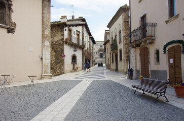 Pescocostanzo - Abruzzo - Italy - Historic center of the town with the typical pavement