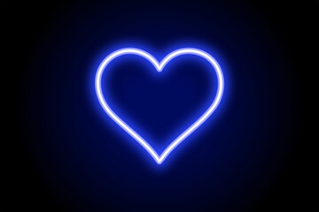 Blue neon heart love symbol