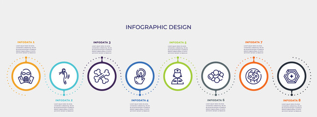 infographic for concept. vector infographic template with icons and 8 option or steps. included respirator mask, difficulty brea, bone, touch, nurse, cancer, influenza, prevention editable vector.