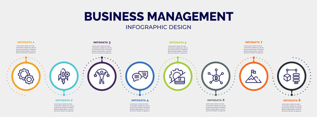 Fototapeta na wymiar infographic for business management concept. vector infographic template with icons and 8 option or steps. included mobile payment, department, pathway, explanation, planing, bank rate, limit,