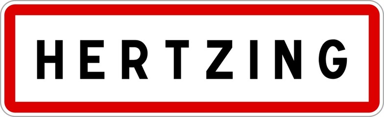 Fototapeta premium Panneau entrée ville agglomération Hertzing / Town entrance sign Hertzing