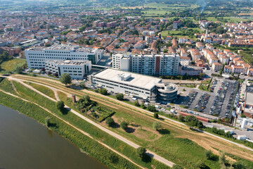 rear aerial view of the hospital complex of empoli tuscany
