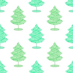 Seamless christmas tree pattern for new year gifts and fabrics