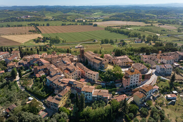 aerial view of the town of castelnuovo d'elsa in tuscany
