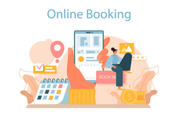 Booking a hotel concept. Traveling and tourism planning. Booking apartment