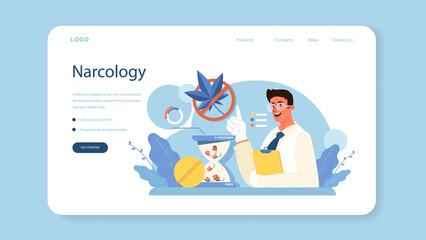 Narcologist web banner or landing page. Specialist provide