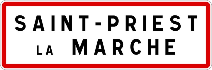 Panneau entrée ville agglomération Saint-Priest-la-Marche / Town entrance sign Saint-Priest-la-Marche