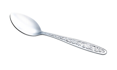 Stainless steel coffee spoon side views isolated on white background, clipping path suitable for...