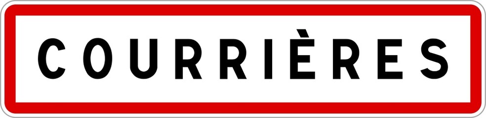Panneau entrée ville agglomération Courrières / Town entrance sign Courrières