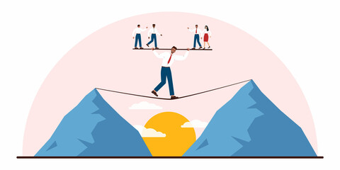 Leadership concept. Manager leading a workteam. Strategy