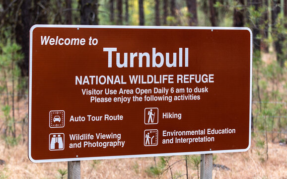 Welcome to Turnbull National Wildlife Refuge Sign on October 5, 2018 near Cheney, Washington