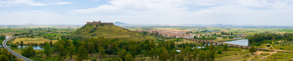 Fototapeta na wymiar Panoramic view of Medellin in Badajoz, Extremadura, Spain.