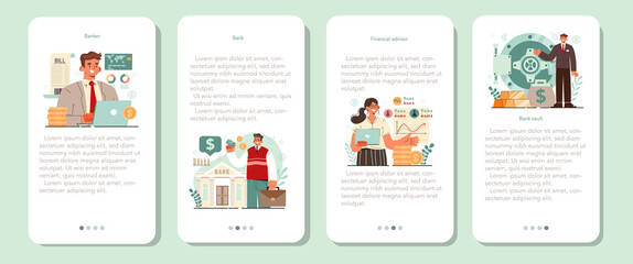Banker or banking mobile application banner set. Idea of finance income