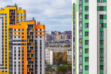 Saint Petersburg, Russia, May 8, 2022.  Multi-storey modern residential buildings