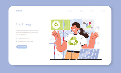 Ecology web banner or landing page. Alternative energy and green