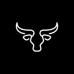 Abstract Bull Head in Outline style. Taurus Logo design, vector symbol icon.