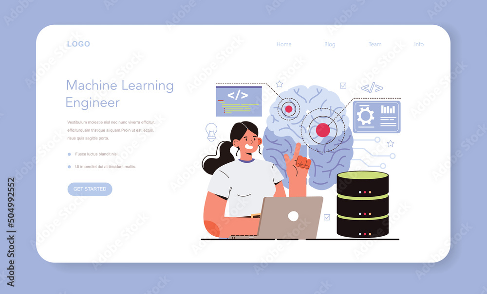 Wall mural artificial neural network designer web banner or landing page