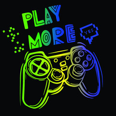  Typography gamer print with joystick. For boys graphic tees