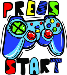  Typography gamer print with joystick. For boys graphic tees © SokolArtStudio