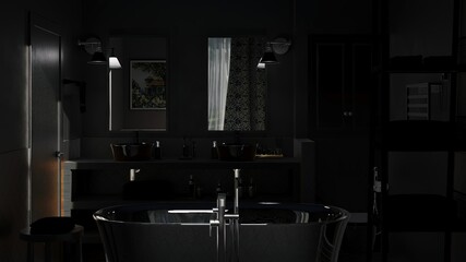 modern bathroom interior in metal