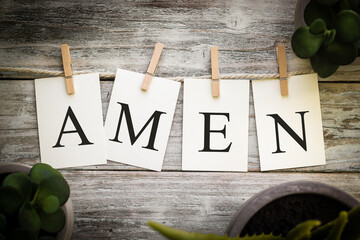 The Word AMEN Concept Printed on Cards - obrazy, fototapety, plakaty