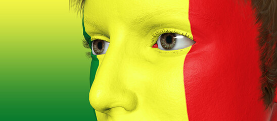 A beautiful 3d illustration with Senegal Soccer Fan (not real man) on a gradient background.